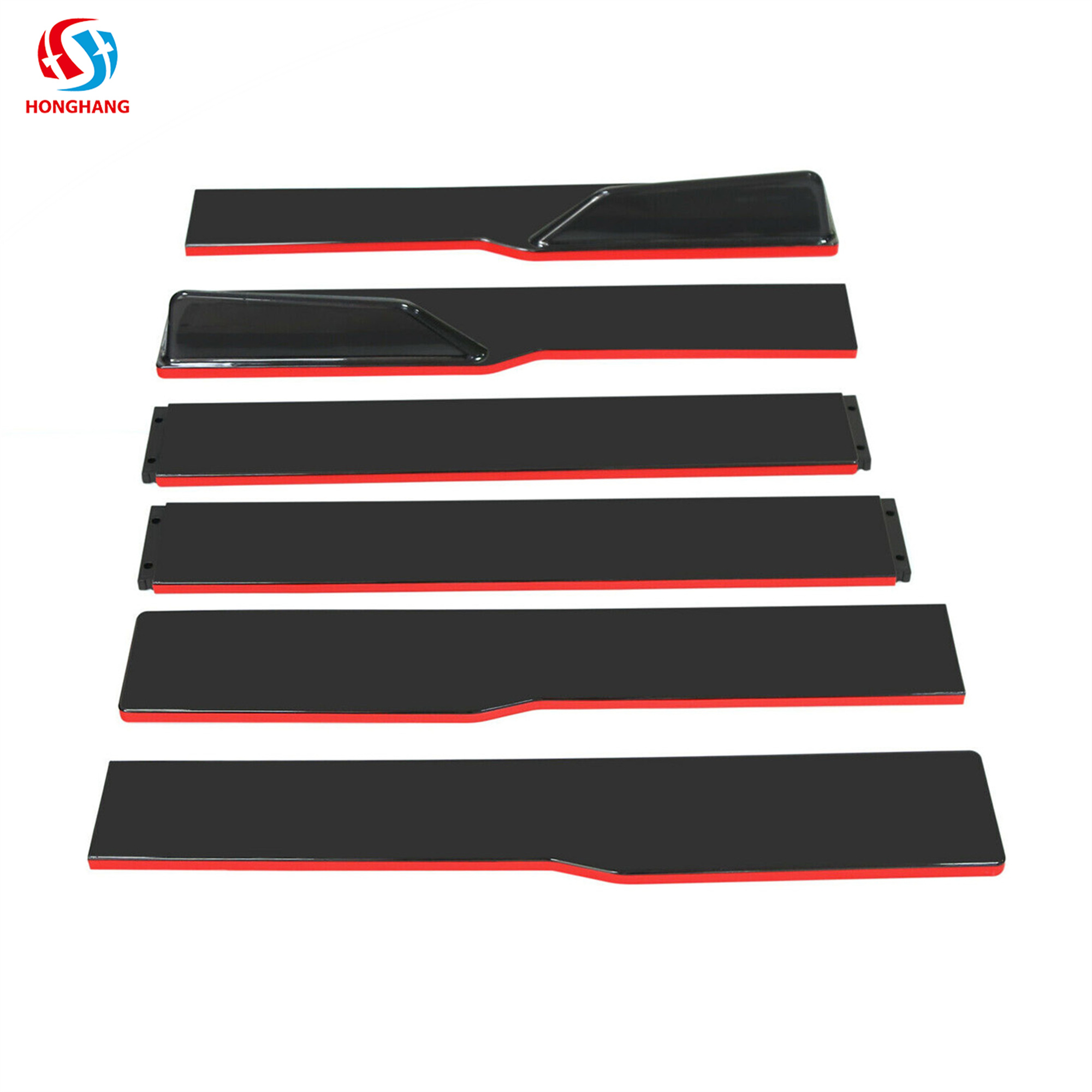 Black+Red universal Car Side Skirt For All Cars Toyota Honda Benz BMW Audi VW